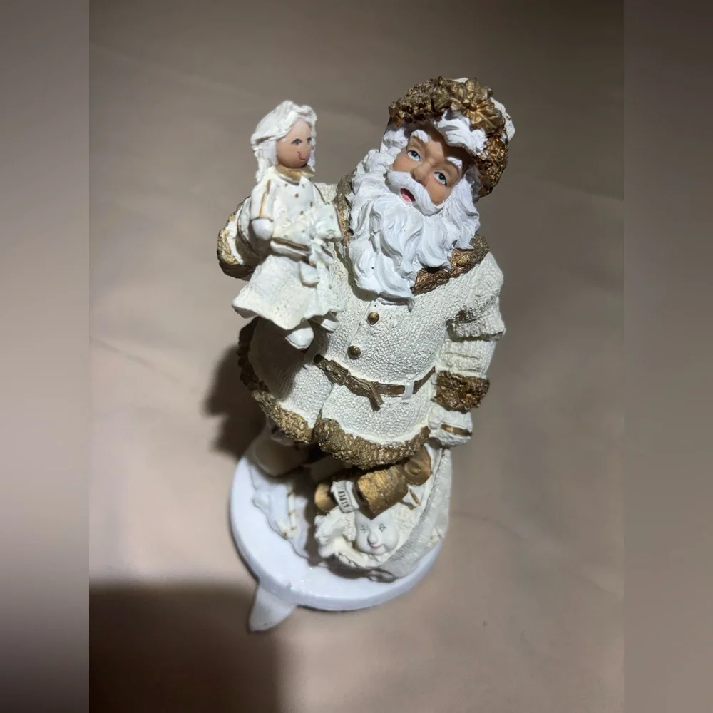 Gold and White/Ivory Santa‎ Figurine Christmas Decor